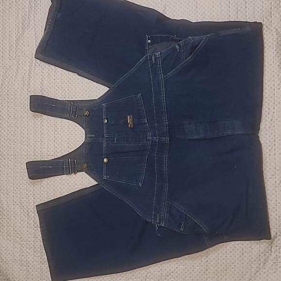Vtg Oshkosh B’Gosh Farmer Work Carpenter Blue Jean Bib Overalls Men 44×31 USA - Picture 1 of 8